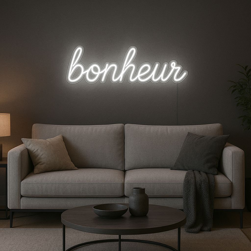 Néon LED Bonheur – Illuminez votre intérieur avec élégance – Image 2