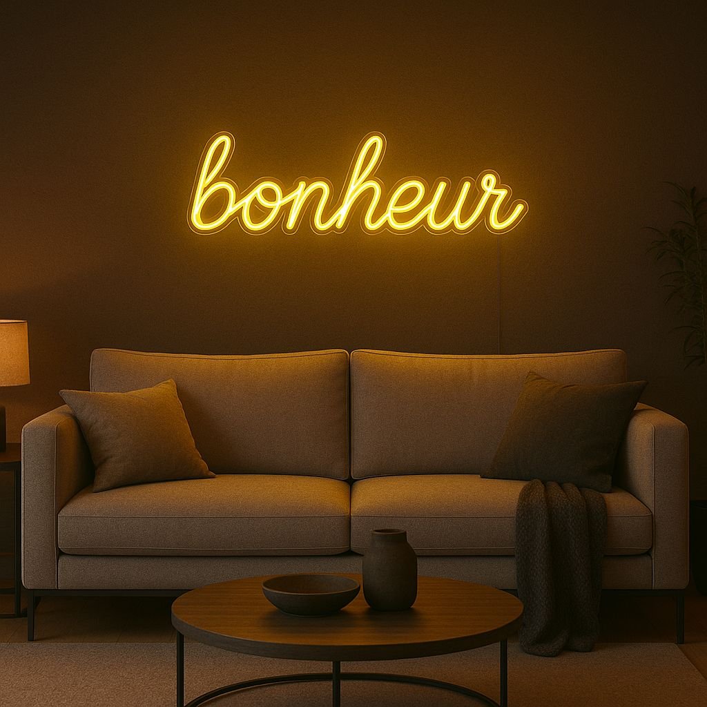 Néon LED Bonheur – Illuminez votre intérieur avec élégance – Image 4