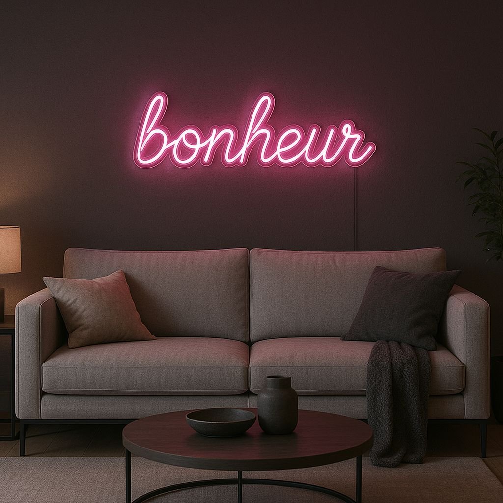 Néon LED Bonheur – Illuminez votre intérieur avec élégance – Image 5