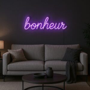 Néon LED Bonheur – Illuminez votre intérieur avec élégance