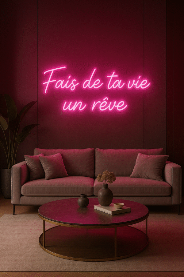Néon LED "Fais de ta vie un rêve" – Citation inspirante & déco design | Neonvia – Image 5