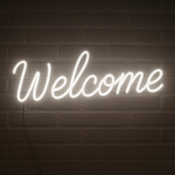 Welcome Em Led Néon LED Welcome – Enseigne lumineuse design pour commerce & maison