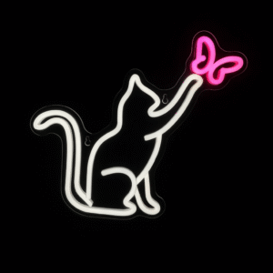 Néon LED Chat et Papillon – Décoration murale lumineuse design