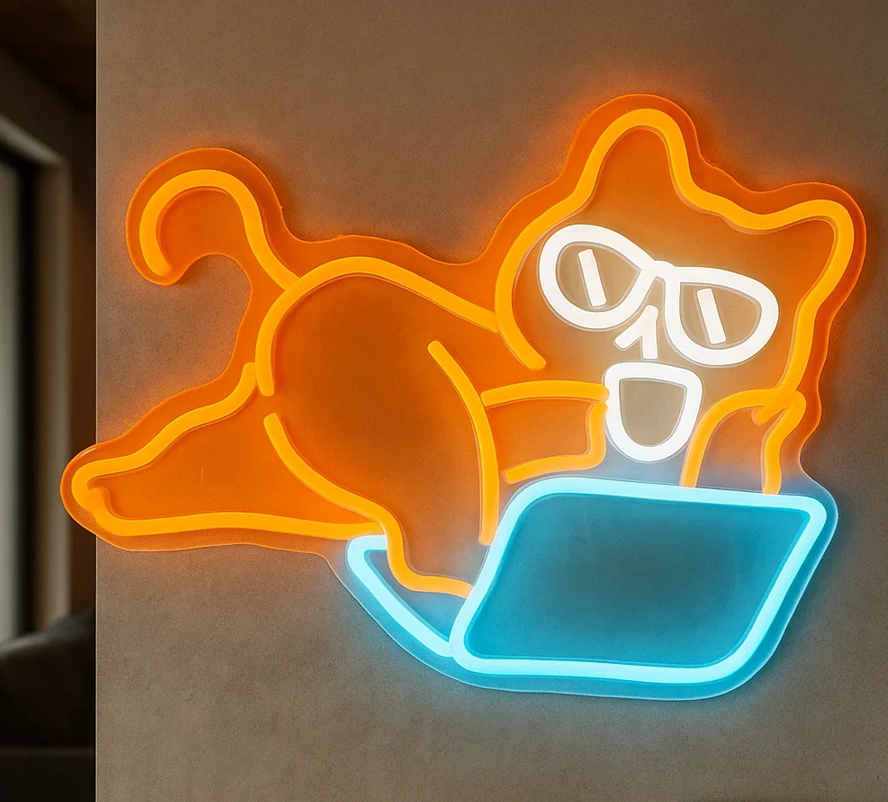 Néon LED Chat sur PC – L’enseigne lumineuse la plus fun pour votre déco