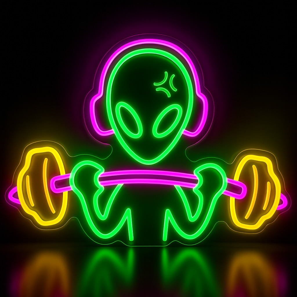Néon LED Alien Musculation – Décoration lumineuse pour salle de sport futuriste