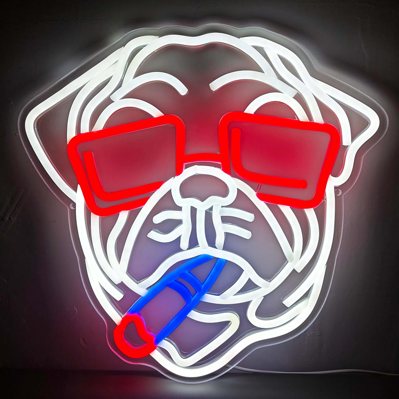 Néon LED Chien Fumeur – Décoration lumineuse originale et design