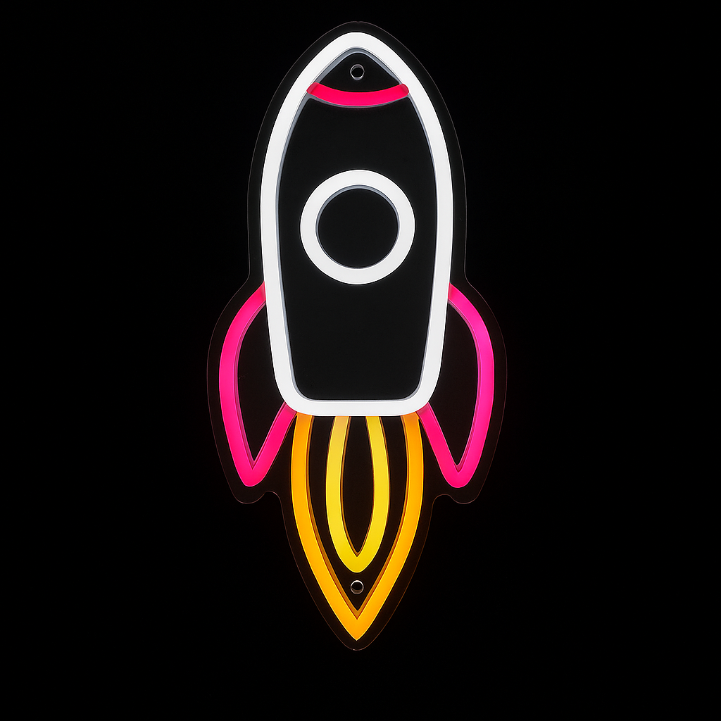 Néon LED Fusée – Enseigne lumineuse design pour une déco moderne et originale