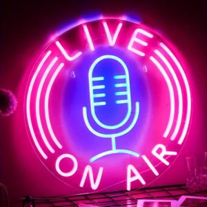 Néon LED Live On Air – Enseigne lumineuse rétro pour studio, podcast ou déco moderne