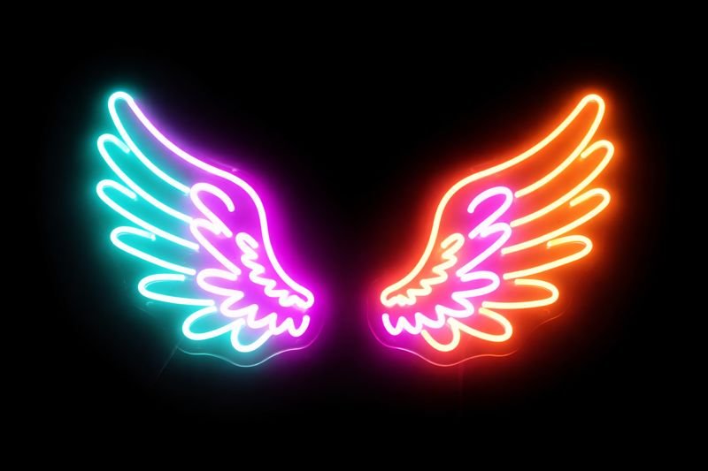 Néon LED Ailes d’Ange multicolore – Enseigne lumineuse décorative