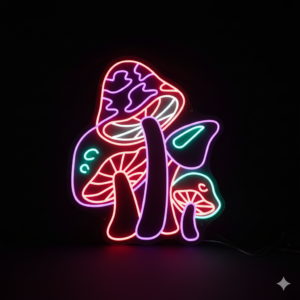 Néon LED Champignons lumineux multicolore pour décoration murale moderne