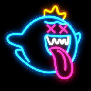 Néon LED décoratif fantôme coloré avec couronne, lumière bleue rose et jaune